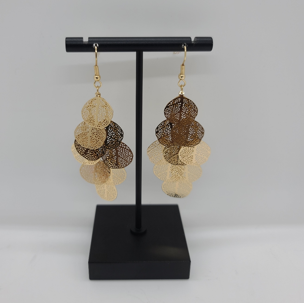 Hpgold Toned Leaf Drop Earrings